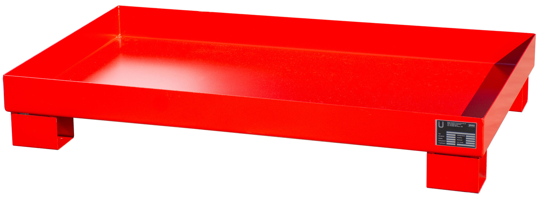 Bauer Auffangwanne Stahl AW 60-3 - RAL 3000 Gefahrstoffwanne feuerrot pulverbeschichtet ohne Gitterrost - Stahlwanne mit 84 Liter Auffangvolumen (BA-4471-50-0000-2) Bild-01