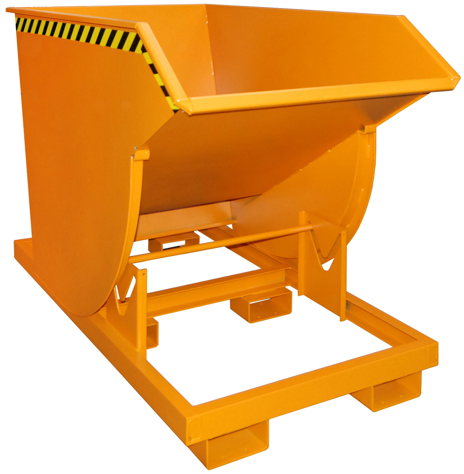 Bauer Abrollkipper BKM-100 - RAL 2000 Kippmulde 1000 Liter für Stapler - Schuttmulde gelborange pulverbeschichtet (BA-4460-04-0000-1) Bild-01