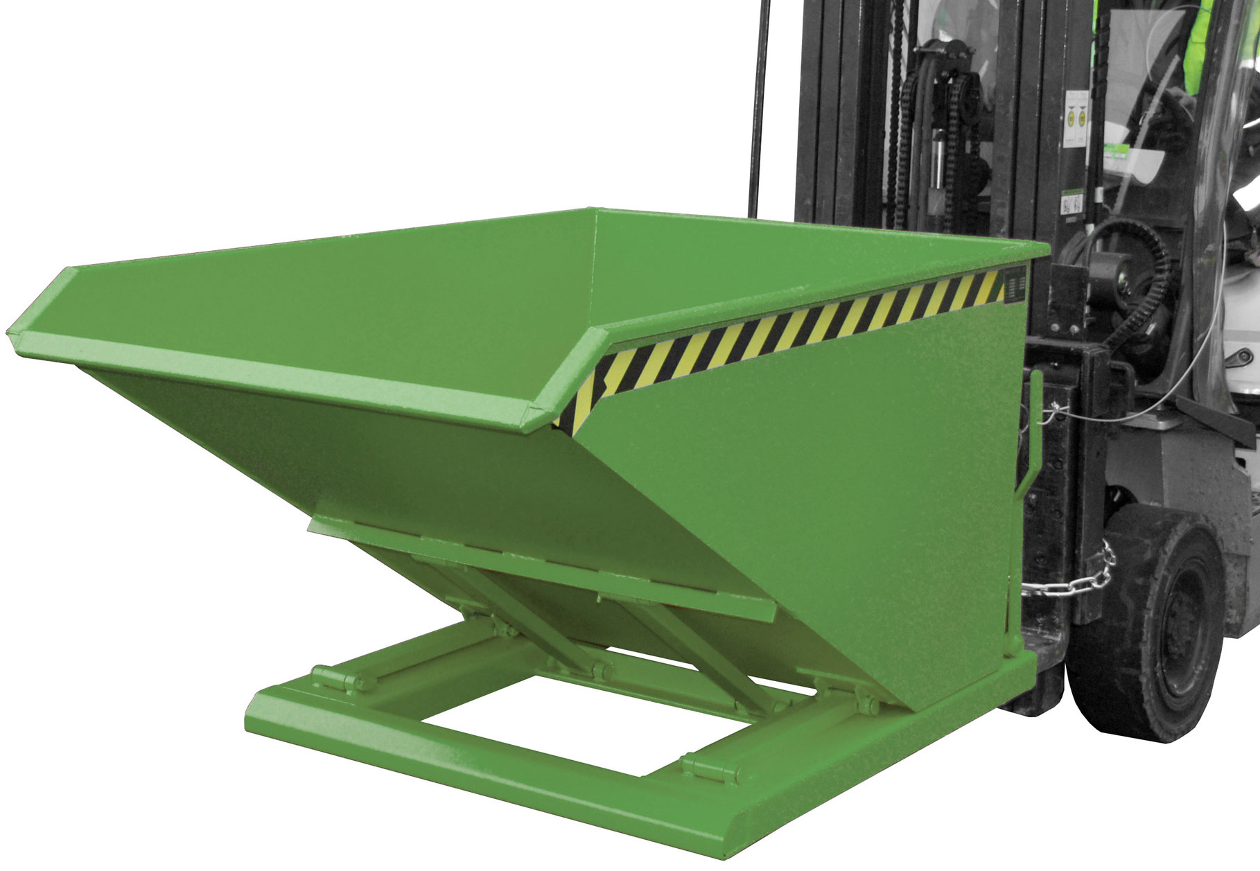 Bauer Muldenkipper NK-75 - RAL 6011 Kippmulde 750 Liter für Stapler - Schuttmulde resedagrün pulverbeschichtet (BA-4412-03-0000-4) Bild-01