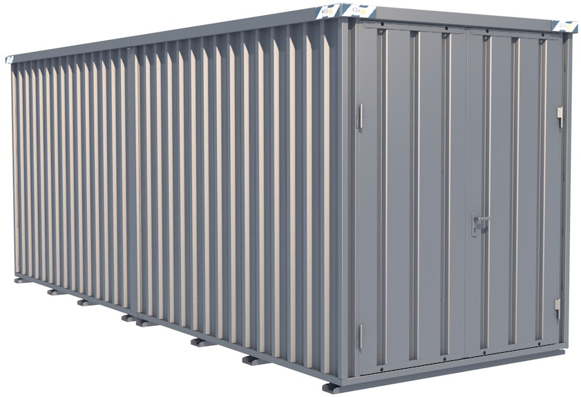 BOS Container Combination 6200 x 2100 x 2445 mm - 2-flügelige Tür auf 2 m Seite Lagercontainer mit Tür 1750 x 2235 mm - Materialcontainer 6x2 m Serie SCC2400+ unmontiert (BOS-SCC2400-6x2-SZ) Bild-01