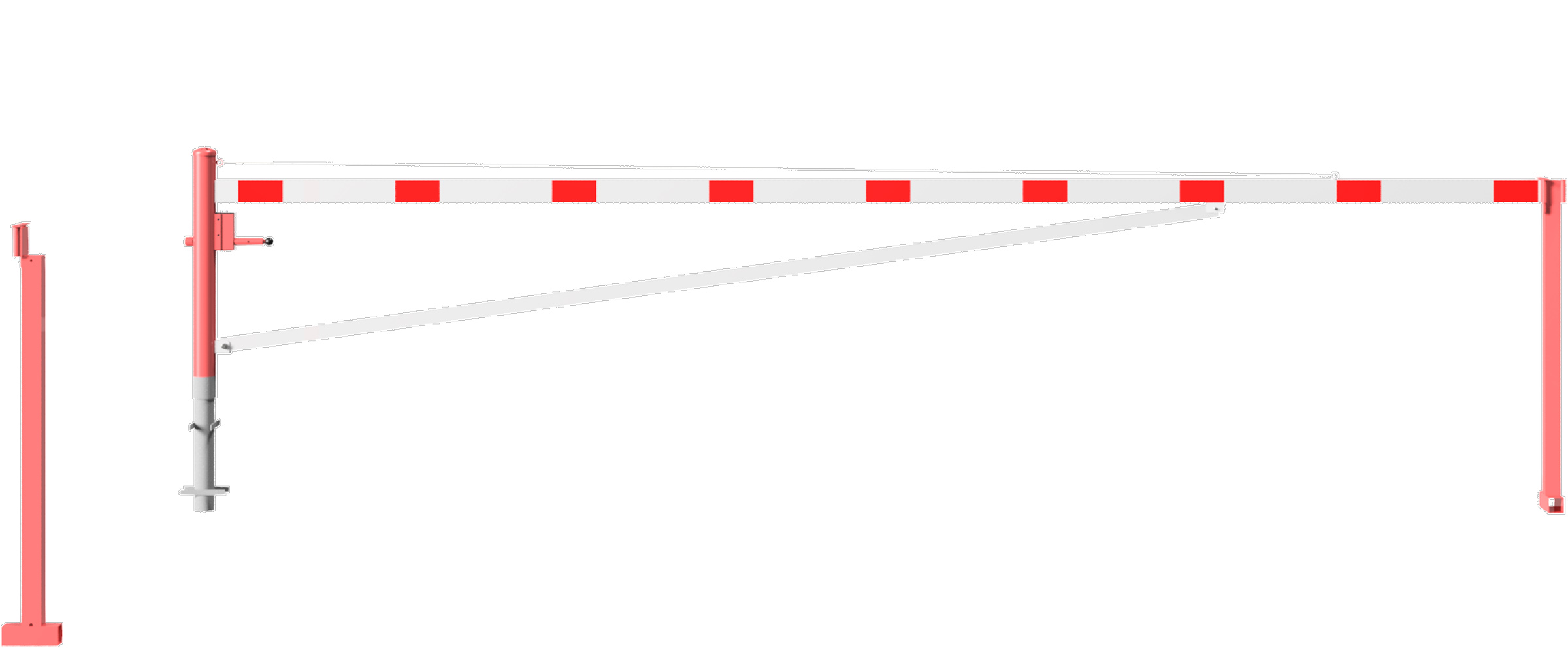 Schake Drehschranke mit Auflagestütze - Schrankenbaum 100 x 50 mm OEP weiß | rot - 6000 mm
