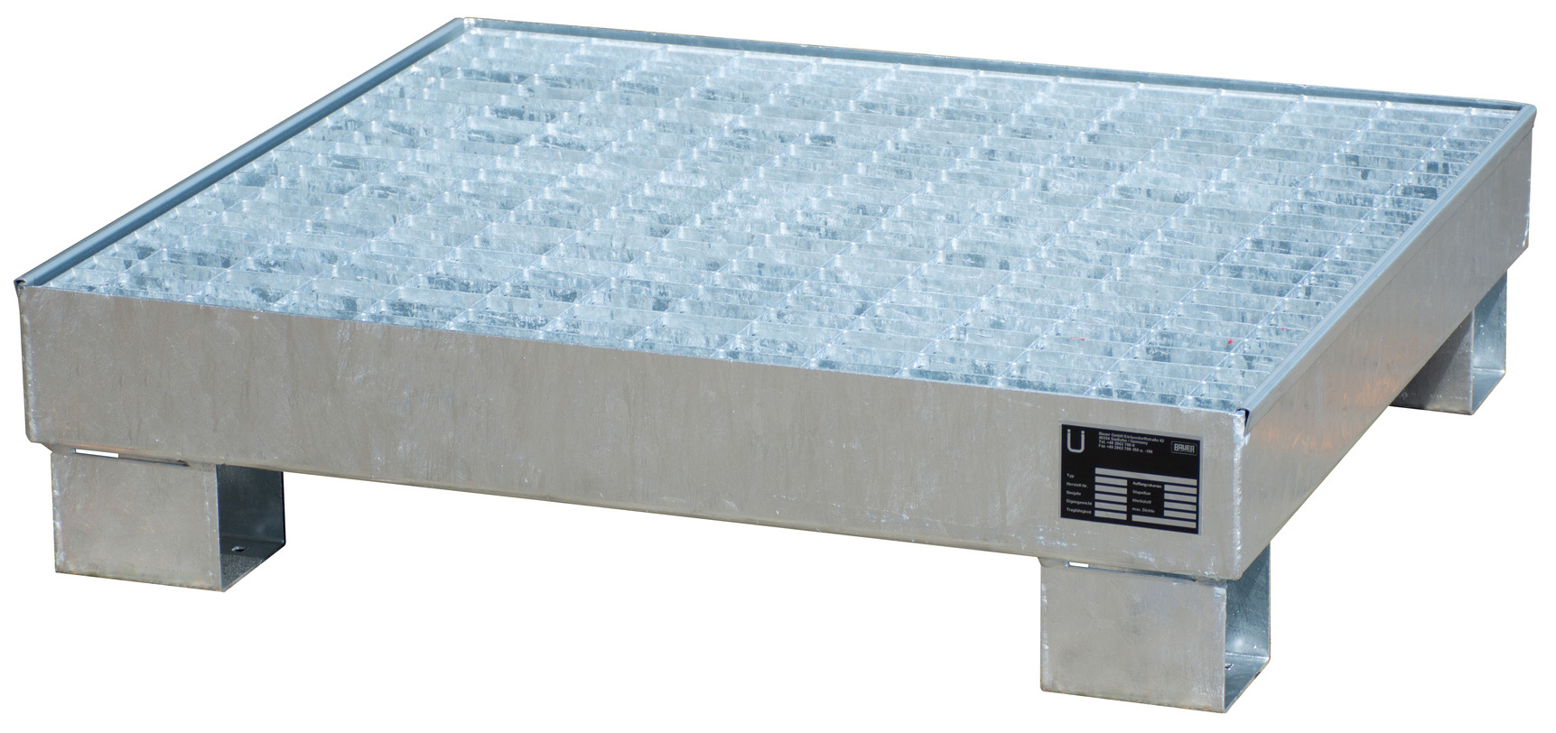 Bauer Auffangwanne Stahl AW 60-2|M - verzinkt Gefahrstoffwanne verzinkt mit Gitterrost - Stahlwanne mit 61 Liter Auffangvolumen (BA-4471-57-0000-7) Bild-01