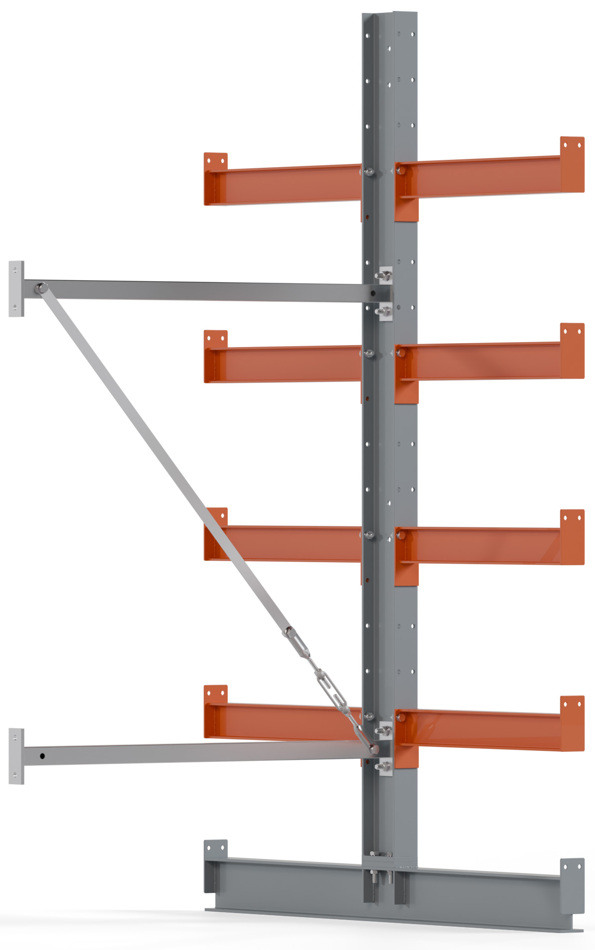 Regalwerk KARL BASIC 1800 Kragarmregal doppelseitig Anbaufeld 2000 x 1000 x 600 mm Lagerregal mit Kragarmlast 730 kg | Ständerlast 1800 kg - 5 Ebenen | Kragarme frei verstellbar (RW-B6-50111-60) Bild-01