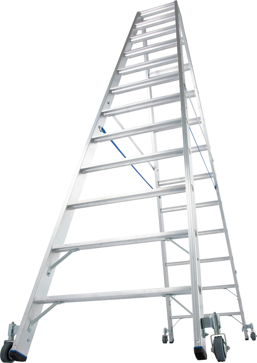Vorschau: Krause Alu-Stufendoppelleiter fahrbar 2x12 Stufen