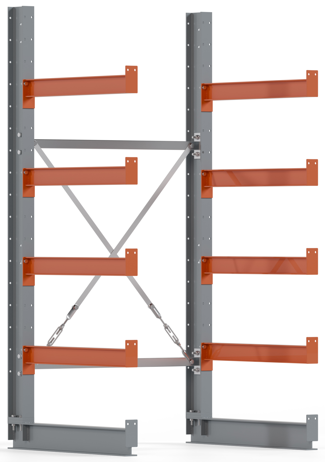 Regalwerk KARL BASIC 1350 Kragarmregal einseitig Grundfeld 2000 x 1000 x 800 mm Lagerregal mit Kragarmlast 550 kg | Ständerlast 1350 kg - 5 Ebenen | Kragarme frei verstellbar (RW-B6-50100-80) Bild-01
