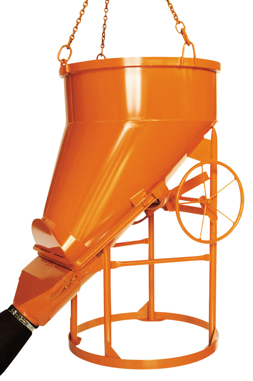 Eichinger Betonsilo 1023H|3 - 250 Liter Betonkübel rund mit Handrad und angeschweißter Kette - seitlicher Auslauf mit PVC-Schlauch Ø 200 mm - Betonbombe runde Form (EI-10230301400000) Bild-01