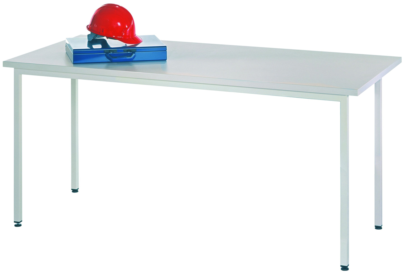 Pavoy Werkstatttisch Modell 001 - 1700 x 800 x 720 mm | offen - RAL 7035 Schreibtisch Stahl mit Multiplexplatte 25 mm | Traglast 100 kg - Gestell lichtgrau  (PA-78785-170-001-735) Bild-01