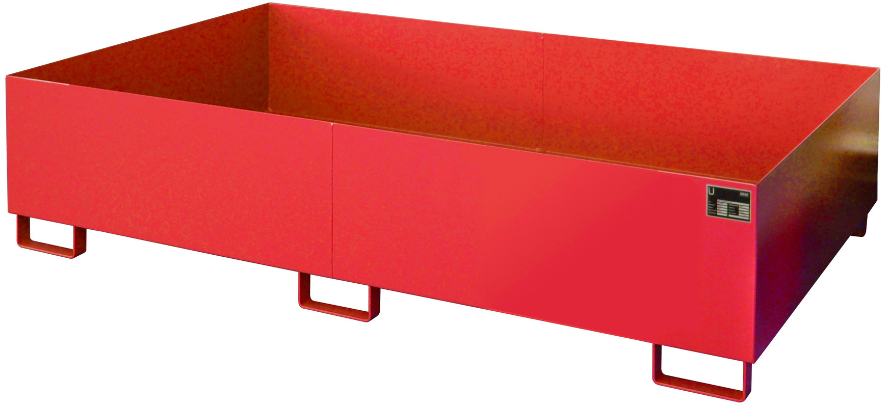 Bauer Regalwanne Stahl RW 2200-2 - RAL 3000 Auffangbehälter ohne Gitterrost für Regalfeldlänge 2200 mm - Stahlwanne feuerrot pulverbeschichtet mit 1000 Liter Auffangvolumen (BA-4518-49-0000-2) Bild-01