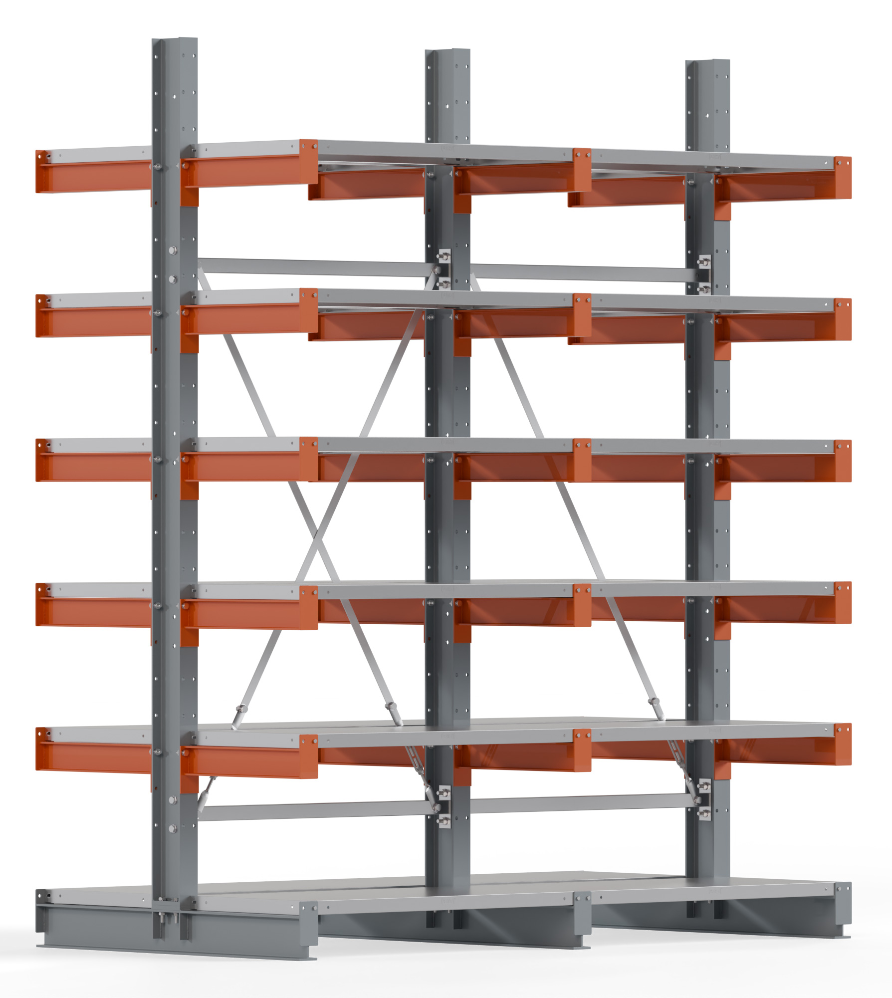 Regalwerk KARL BASIC 2100 Kragarmregal Stahlboden doppelseitig Komplettset 2500 x 2000 x 500 mm Lagerregal 2 Felder mit Kragarmlast 870 kg | Ständerlast 2100 kg - 2x6 Ebenen mit Fachböden | Kragarme frei verstellbar (RW-B6-54210-50-S1) Bild-01