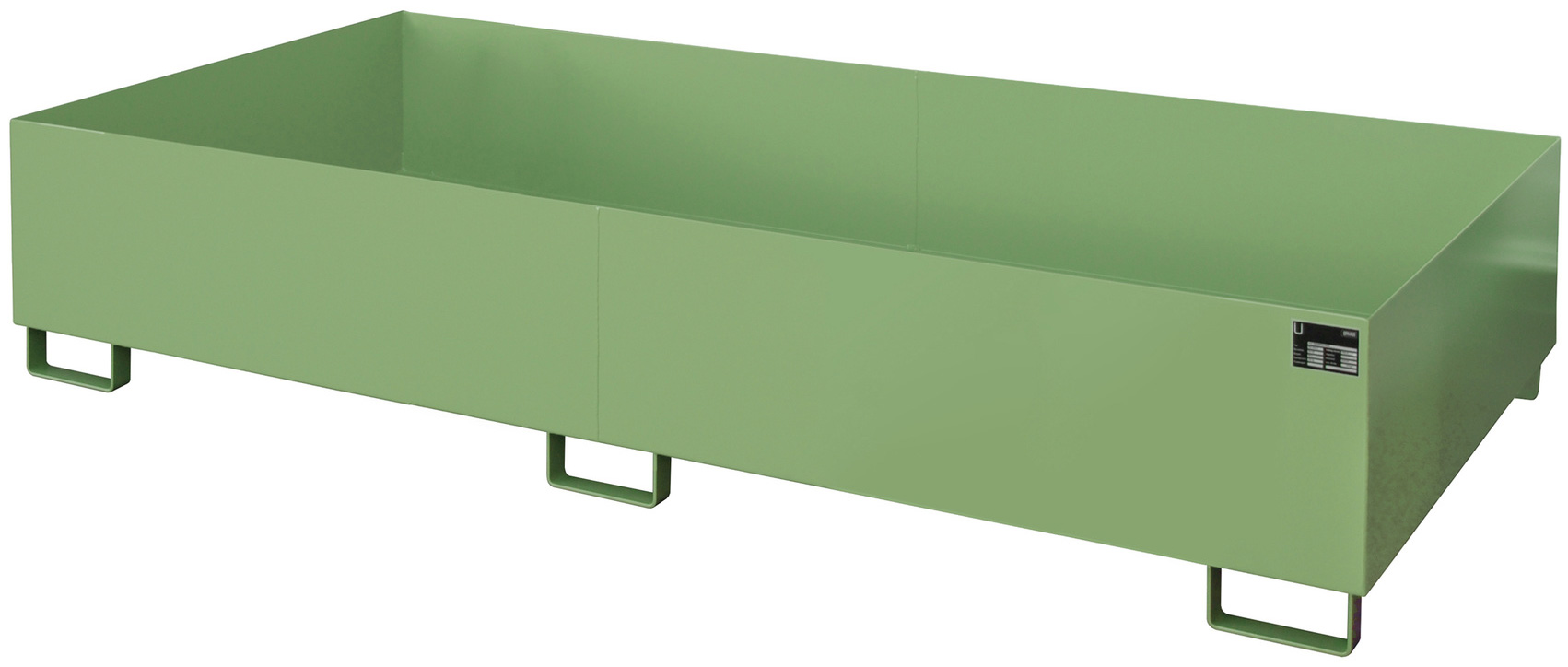 Bauer Regalwanne Stahl RW 2700-3 - RAL 6011 Auffangbehälter ohne Gitterrost für Regalfeldlänge 2700 mm - Stahlwanne resedagrün pulverbeschichtet mit 1000 Liter Auffangvolumen (BA-4518-43-0000-4) Bild-01
