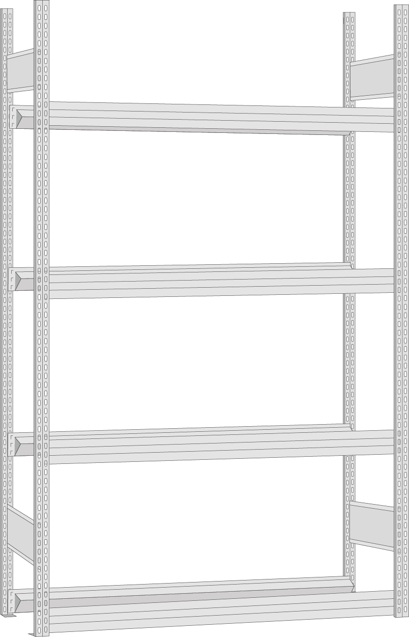 Regalwerk Reifenregal Grundfeld 2500 x 875 x 400 mm mit Tiefenriegel - Fachlast 250 kg - 4 Ebenen (RW-B3-63208-40) Bild-01