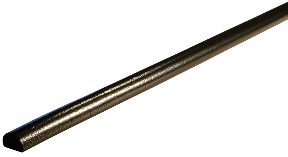 Knuffi Wandschutz Profil Typ C 40 x 30 mm schwarz PU - 1,00 m Standard Warnschutz Profil Rundprofil abgeflacht aus Polyurethan - Flächenprofil einfarbig mit selbstklebenden Kanten (SM-PC-10212) Bild-01