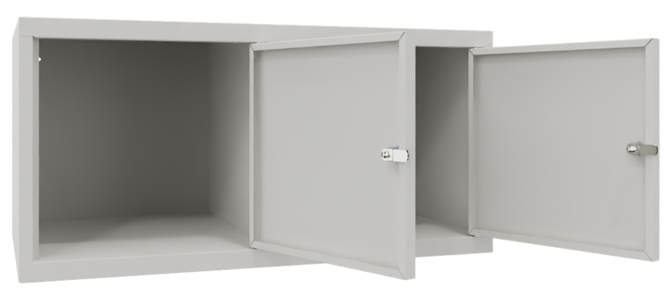 Pavoy Spind Aufsatz 395 x 800 x 500 mm - 2 Abteile mit Drehriegel - RAL 7035 Garderobenschrank Aufsatz Stahl Fachbreite 400 mm - Korpus lichtgrau | Türen lichtgrau (PA-63268-214-002-735) Bild-01