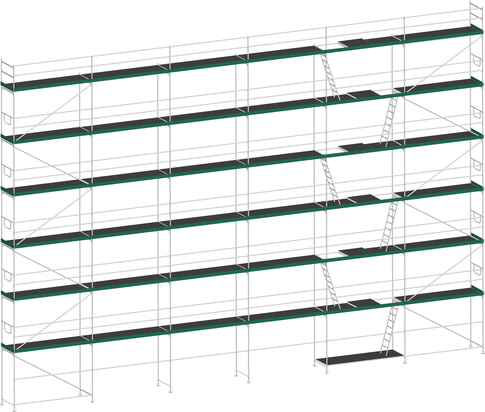 MJ Gerüst UNI 70 Stahl mit Holzboden 213 m² - 15,00 x 14,20 m