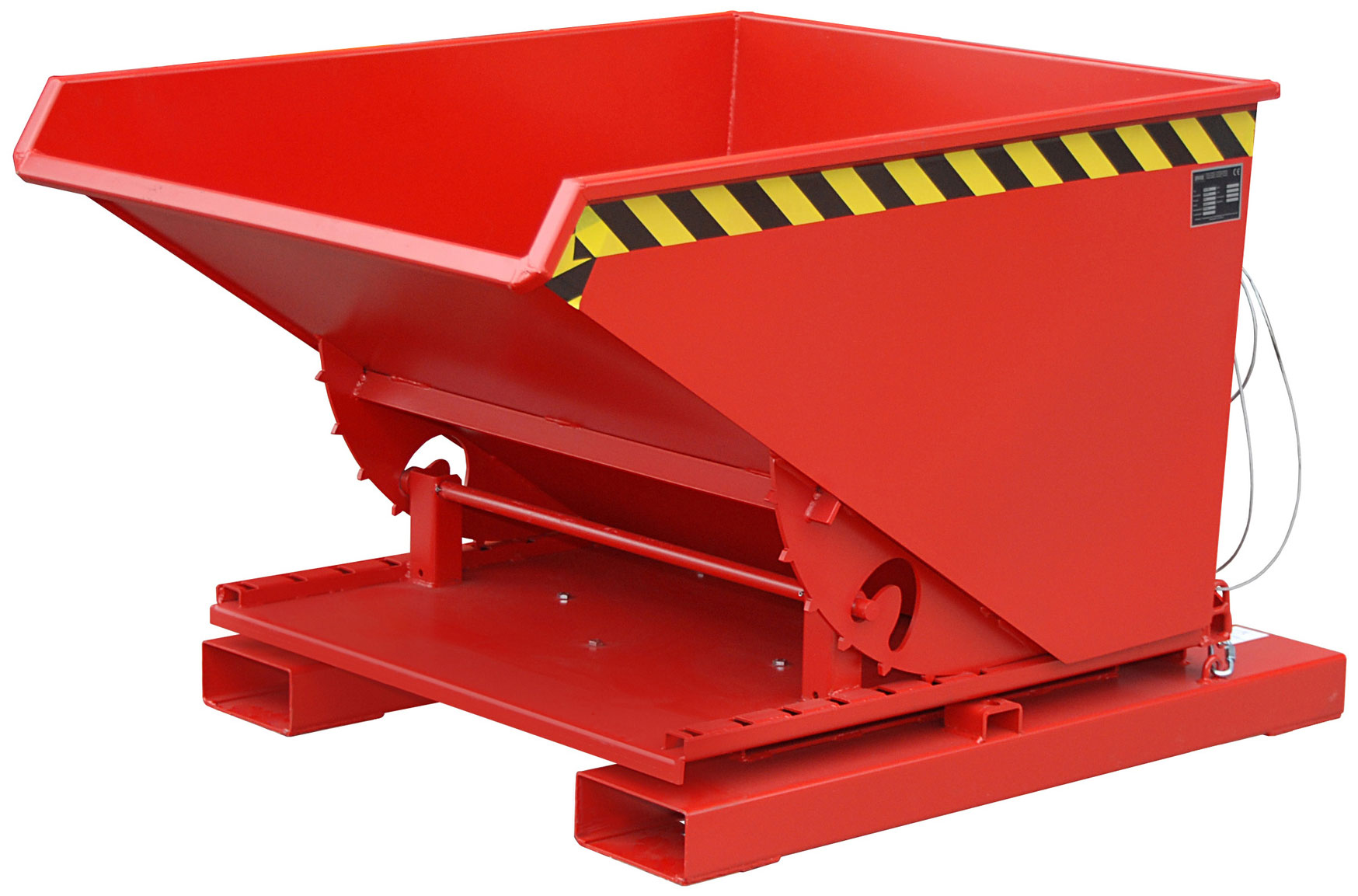 Bauer Abrollkipper 3S-600 - RAL 3000 Kippmulde 600 Liter mit 3-seitiger Kippfunktion für Stapler - Schuttmulde feuerrot pulverbeschichtet (BA-4498-71-0000-2) Bild-01