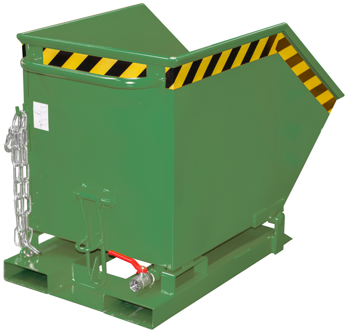 Bauer Muldenkipper SKK-250 - RAL 6011 Kippmulde 250 Liter für Stapler mit Ablasshahn - Schuttmulde resedagrün pulverbeschichtet (BA-4541-08-0000-4) Bild-01