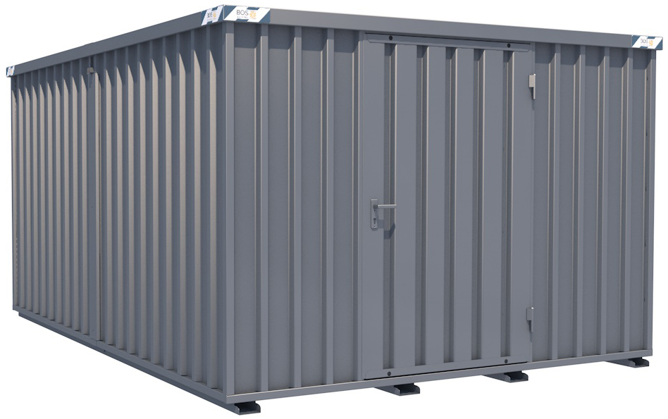 BOS Container Combination 3100 x 4200 x 2100 mm - 1-flügelige Tür auf 3 m Seite Lagercontainer mit Tür 1150 x 1890 mm - Materialcontainer 3x4 m Serie SCC2100+ unmontiert (BOS-SCC2100-3x4-LE) Bild-01