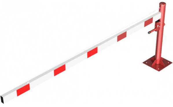 Schake Drehschranke - Schrankenbaum 100 x 50 mm ODP weiß | rot  - 3000 mm