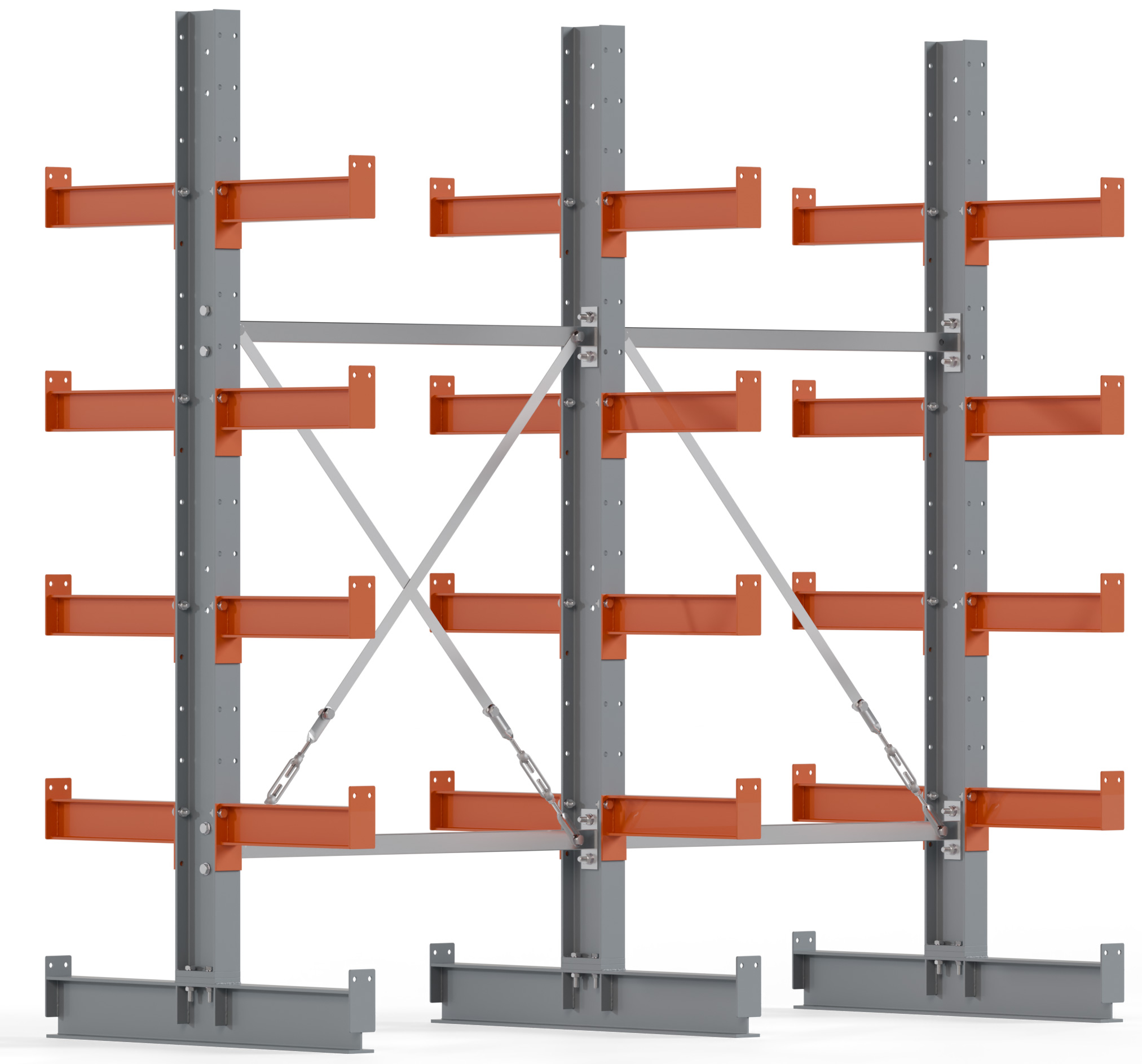 Regalwerk KARL BASIC 2600 Kragarmregal doppelseitig Komplettset 2000 x 2000 x 400 mm Lagerregal 2 Felder mit Kragarmlast 1100 kg | Ständerlast 2600 kg - 2x5 Ebenen | Kragarme frei verstellbar (RW-B6-50110-40-S1) Bild-01