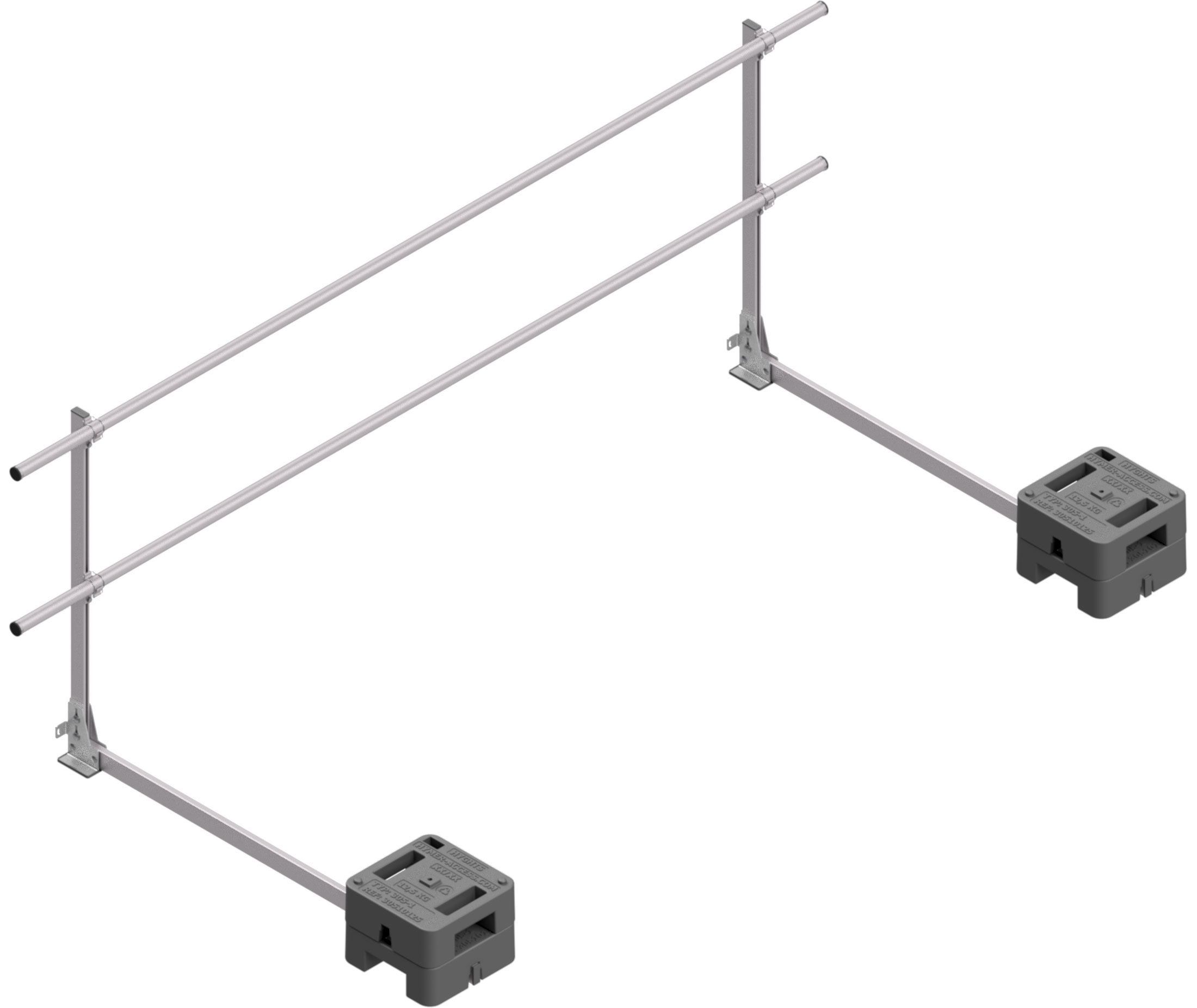 Hymer HYGHTS Flachdach Geländersystem starr mit langem Ausleger - 3,00 m Flachdachseitenschutz-Komplettset Alu-Edelstahl | mobile Absturzsicherung 90° mit Auslegerlänge 1,50 m (HY-30511403) Bild-01