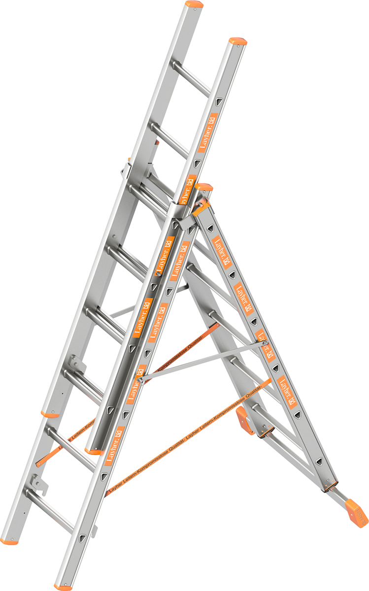 Layher Allzweckleiter Alu 3-teilig 3x6 Sprossen