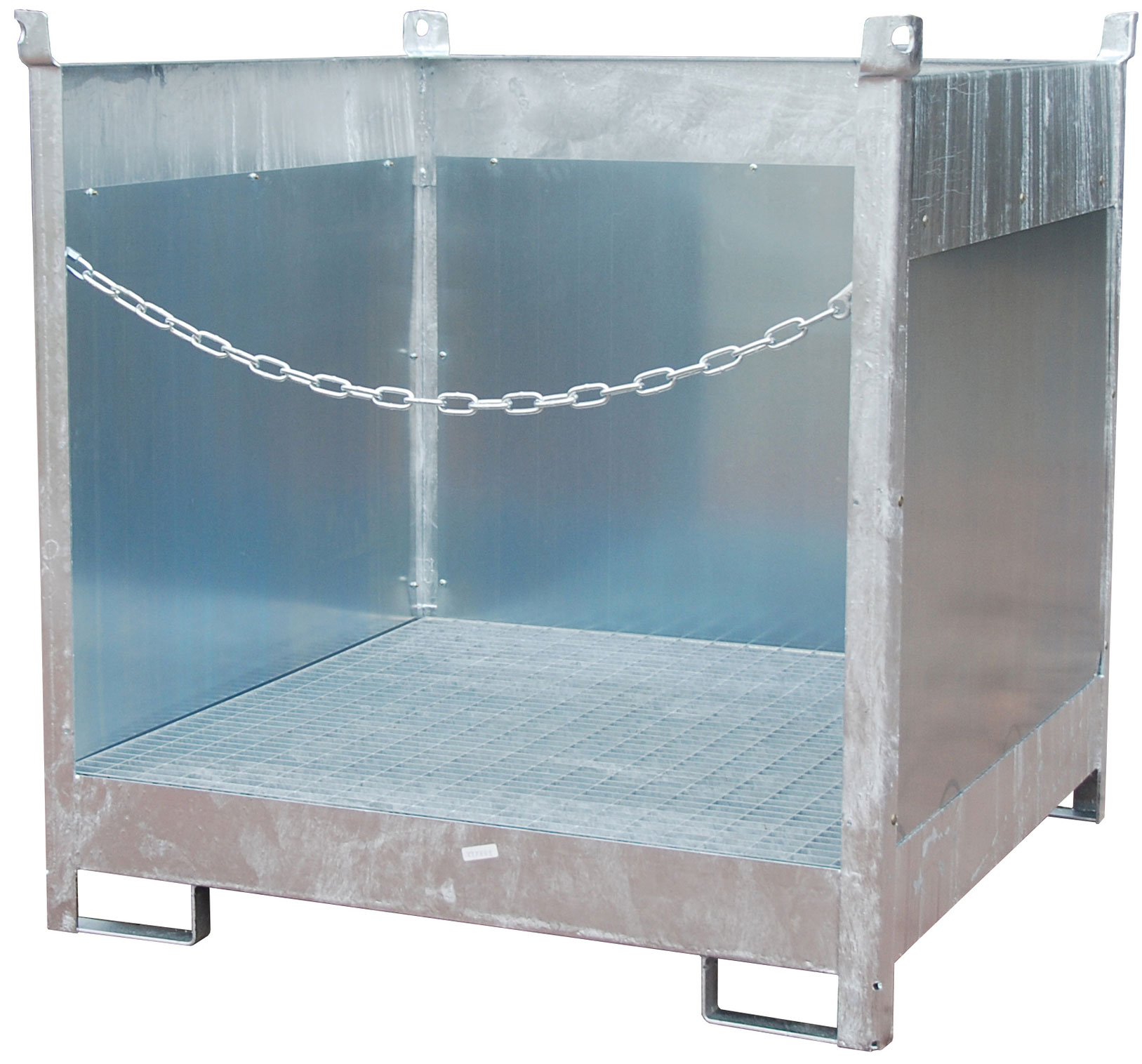 Bauer Fass-Stapelpalette Stahl FSP-4|G - verzinkt Transportgestell verzinkt mit Auffangwanne und Spritzschutzwand - Stapelgestell für 4 Fässer 200 Liter (BA-4442-02-0000-7) Bild-02