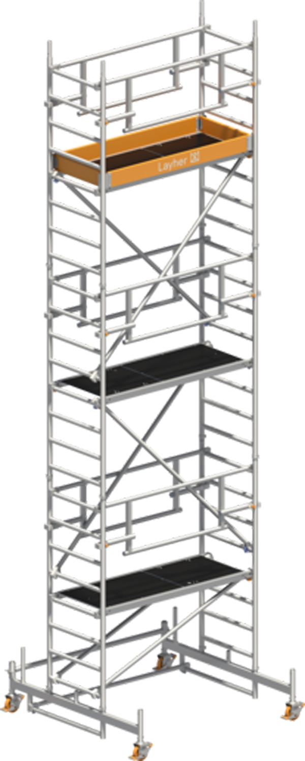 Rollgerüst Layher Uni Leicht P2 SAFETY Plus 1423205 - Arbeitshöhe 7,26 m fahrbares Gerüst mit Sicherheits-Doppelgeländern - Fahrgerüst Sicherheitsaufbau P2 mit Fahrbalken (LS-1423205) Bild-01