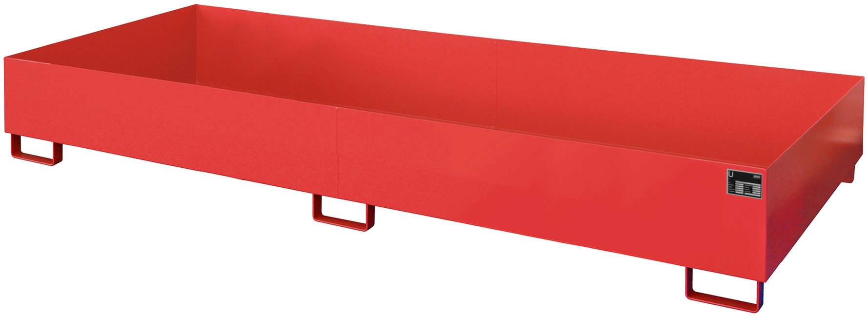 Bauer Regalwanne Stahl RW 3300-2 - RAL 3000 Auffangbehälter ohne Gitterrost für Regalfeldlänge 3300 mm - Stahlwanne feuerrot pulverbeschichtet mit 540 Liter Auffangvolumen (BA-4518-74-0000-2) Bild-01