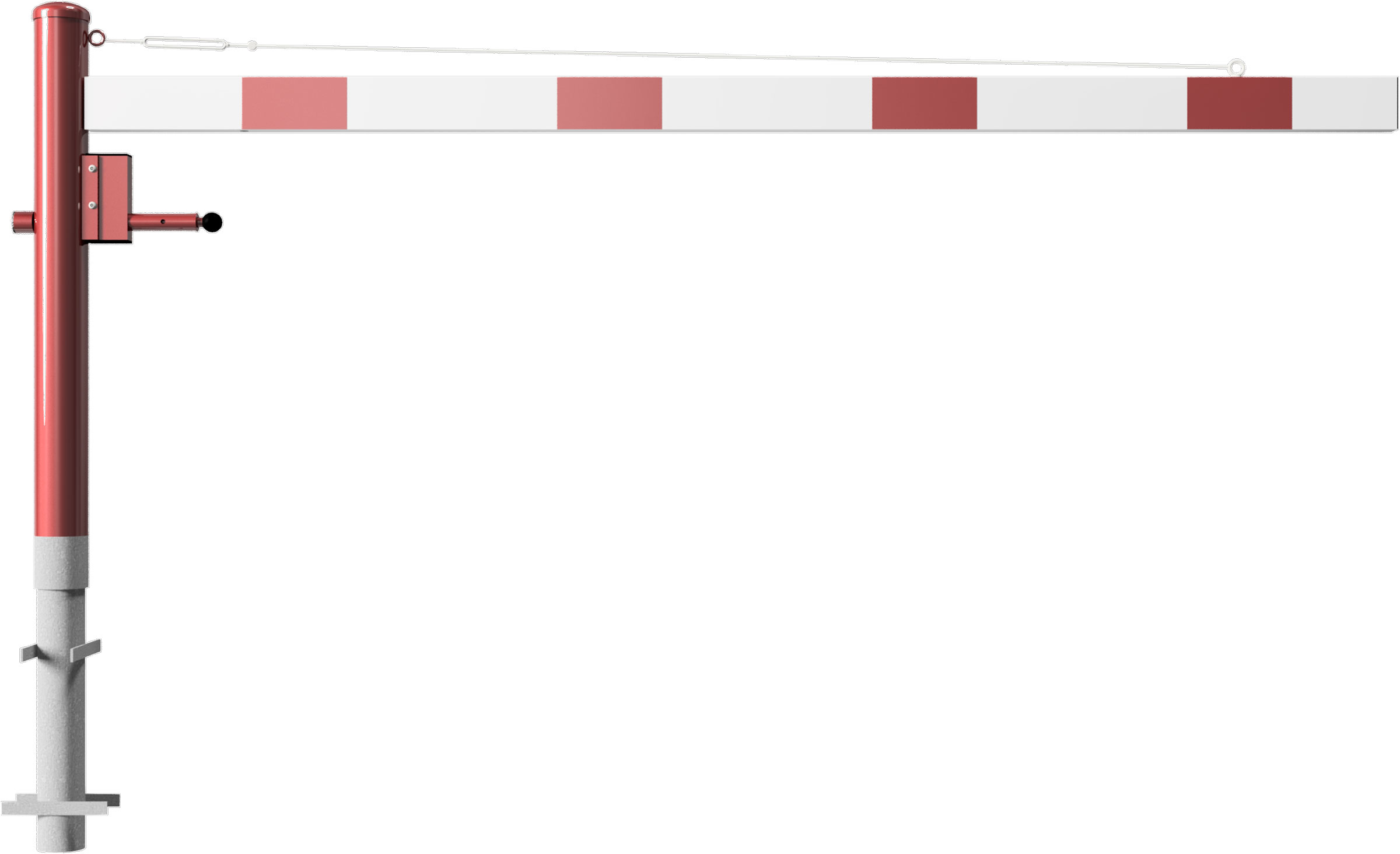 Schake Drehschranke - Schrankenbaum 100 x 50 mm OEP weiß | rot - 2500 mm
