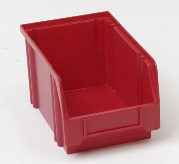Regalwerk BERT Sichtlagerkasten Größe 1 rot Kasten aus hochwertigem Polystyrol (RW-B9-13103-ROT) Bild-01