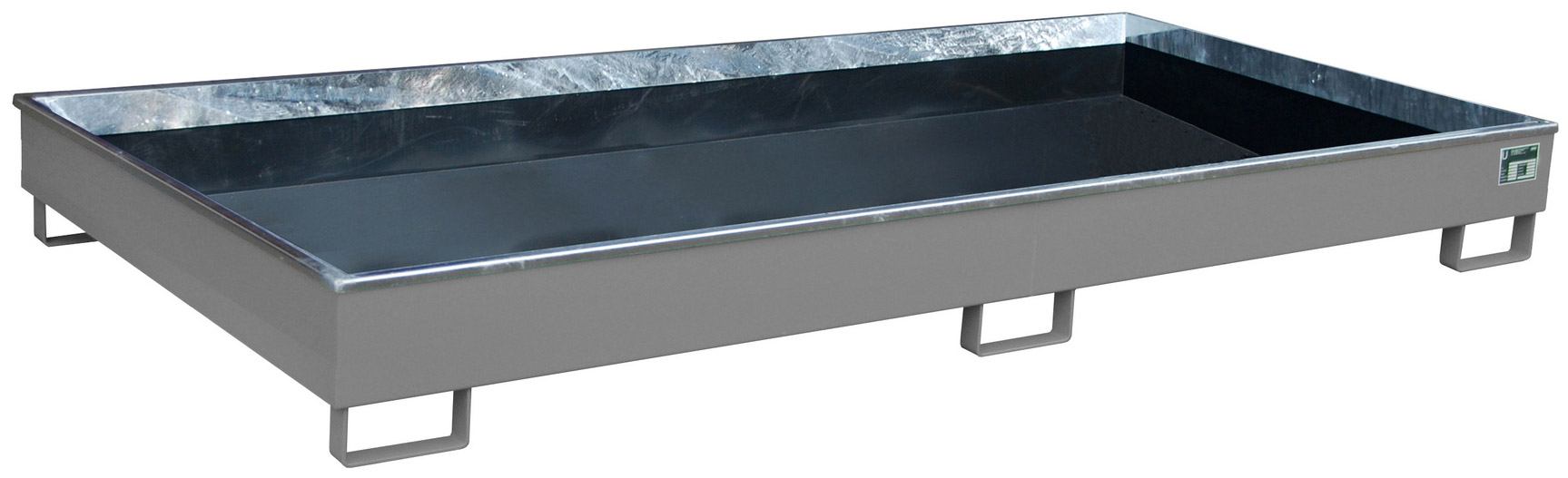 Bauer Regalwanne Stahl RW 2700-1 PE - RAL 7005 Auffangbehälter mit PE-Einsatz für Regalfeldlänge 2700 mm - Stahlwanne mausgrau pulverbeschichtet mit 240 Liter Auffangvolumen  (BA-4518-53-0000-5) Bild-01