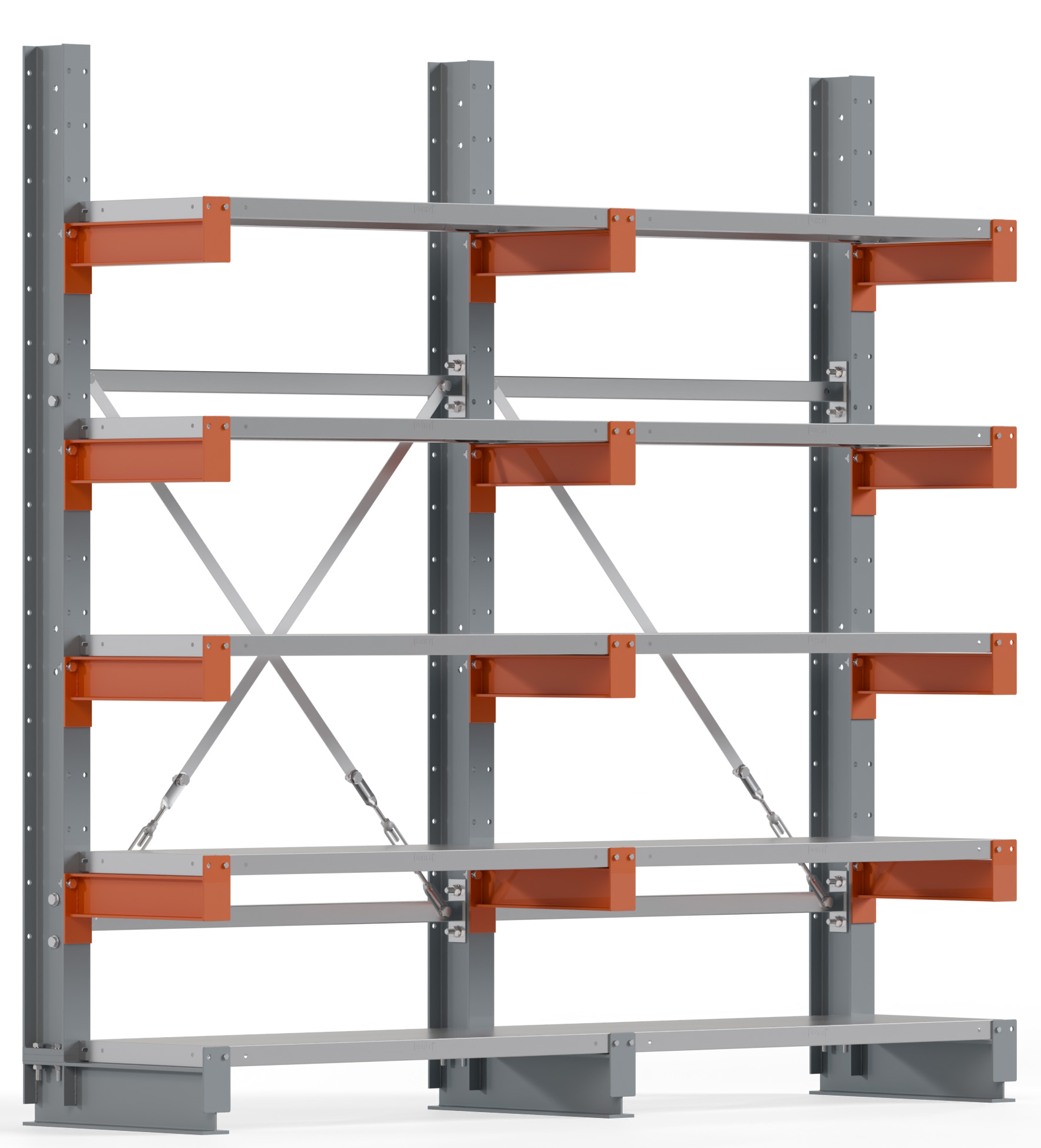 Regalwerk KARL BASIC 2600 Kragarmregal Stahlboden einseitig Komplettset 2000 x 2000 x 400 mm Lagerregal 2 Felder mit Kragarmlast 1100 kg | Ständerlast 2600 kg - 5 Ebenen mit Fachböden | Kragarme frei verstellbar (RW-B6-54100-40-S1) Bild-01
