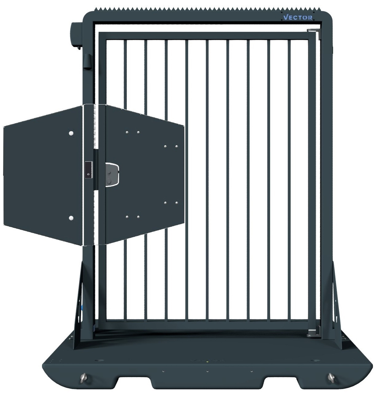 Schake Vector V-Door tiefschwarz - Knauf - lokale einseitige Zutrittskontrolle Durchgangstür mobil mit Plattform zur Geländesicherung - RAL 9002 pulverbeschichtet mit Türknauf und mit lokaler Zutrittskontrolle (SK-VPDP22SEO0250) Bild-01