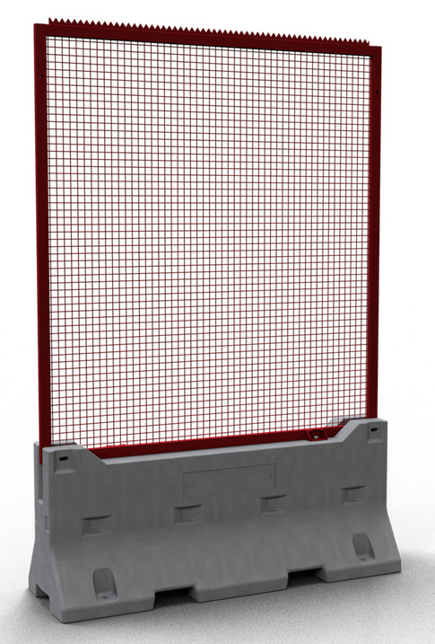 Schake Hochsicherheitszaun-Set Typ Captus Stahl - 2,20 x 3,20 m Betonbarriere mit Sicherheitszaun-Element | Maschenweite 40|40 mm - Stahlrahmen RAL 3003 (SK-3F200-SET4-HS) Bild-01
