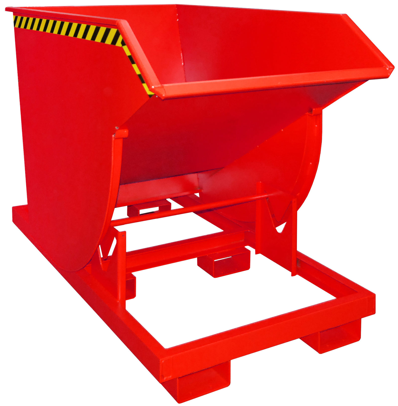 Bauer Abrollkipper BKM-100 - RAL 3000 Kippmulde 1000 Liter für Stapler - Schuttmulde feuerrot pulverbeschichtet (BA-4460-04-0000-2) Bild-01