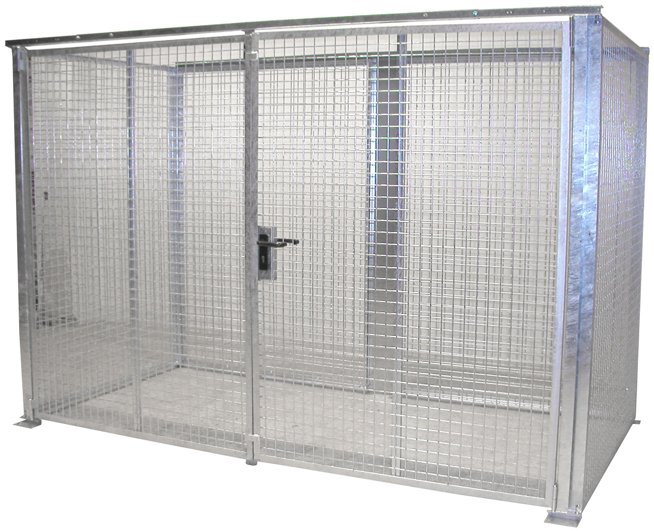 Bauer Gasflaschen-Container Stahl GFC-M4-DF Gasflaschenlager für 78 Flaschen Ø 230 mm - ohne Dach mit Doppelflügeltor - Stahl verzinkt (BA-4477-18-0000-7) Bild-01