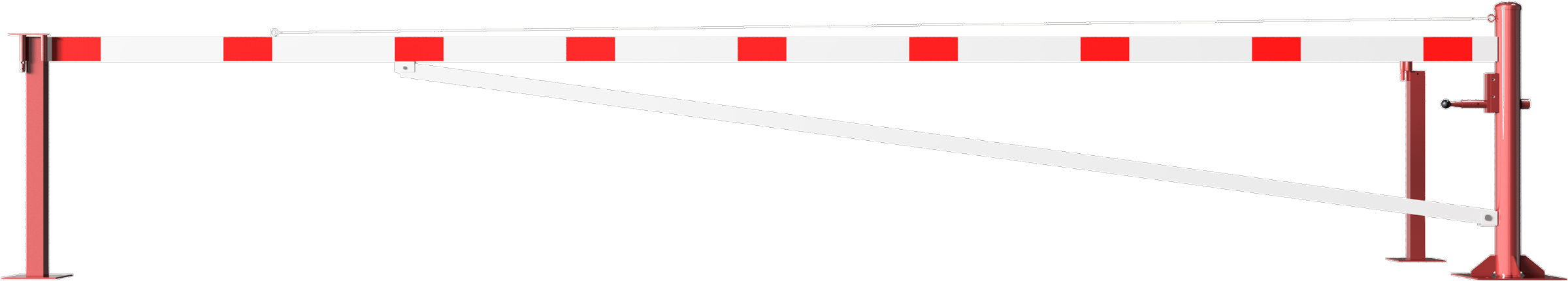 Schake Drehschranke mit Auflagestütze - Schrankenbaum 100 x 50 mm ODV weiß | rot - 6000 mm