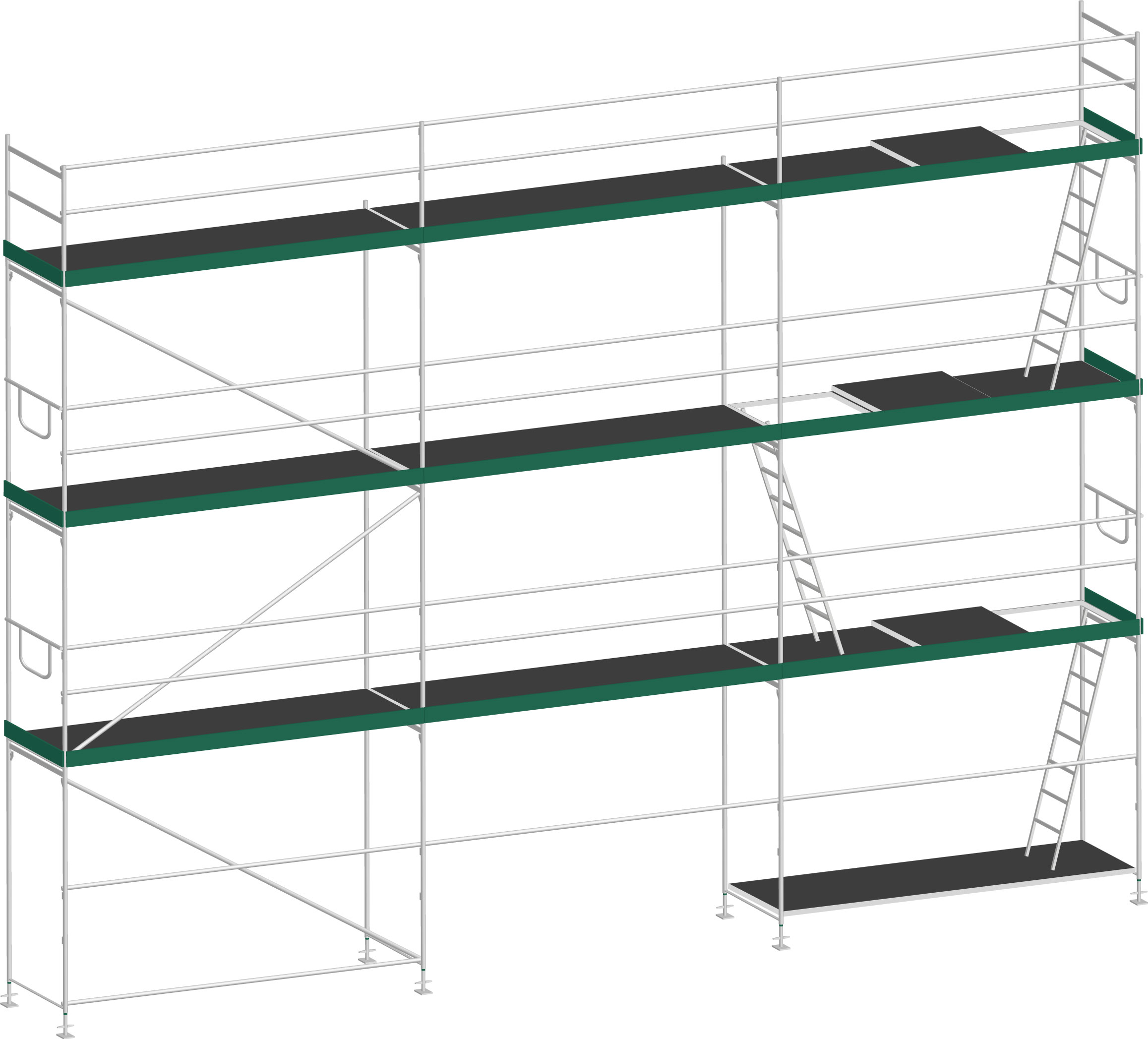 MJ Gerüst UNI 70 Stahl mit Holzboden 61 m² - 7,50 x 8,20 m