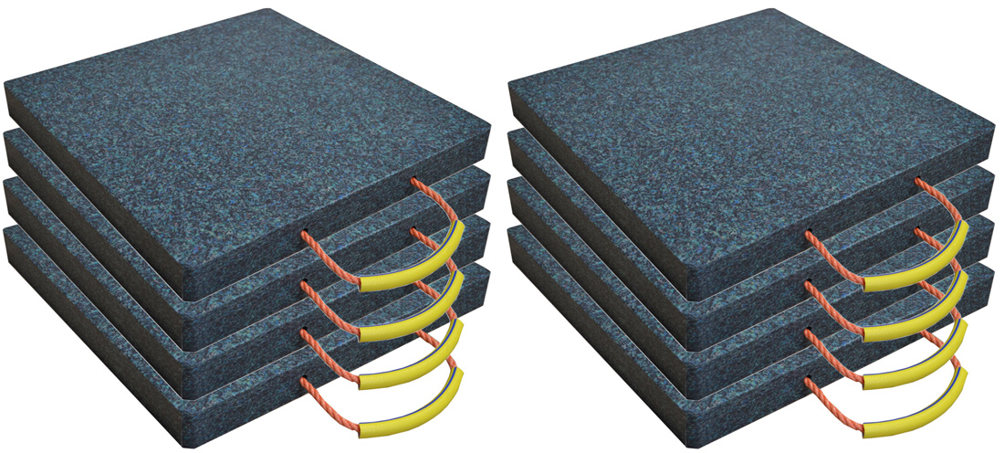 LuxTek Abstützplatte Performance 300 x 300 x 30 mm Set hawego - 8 Stück 2 Satz Unterlegplatten schwarz mit Schlauchgriff belastbar je Platte bis 7 t - extrem widerstandsfähige Lastverteilungsplatte aus Kunststoff für den langfristigen Profi-Einsatz (LU-KS
