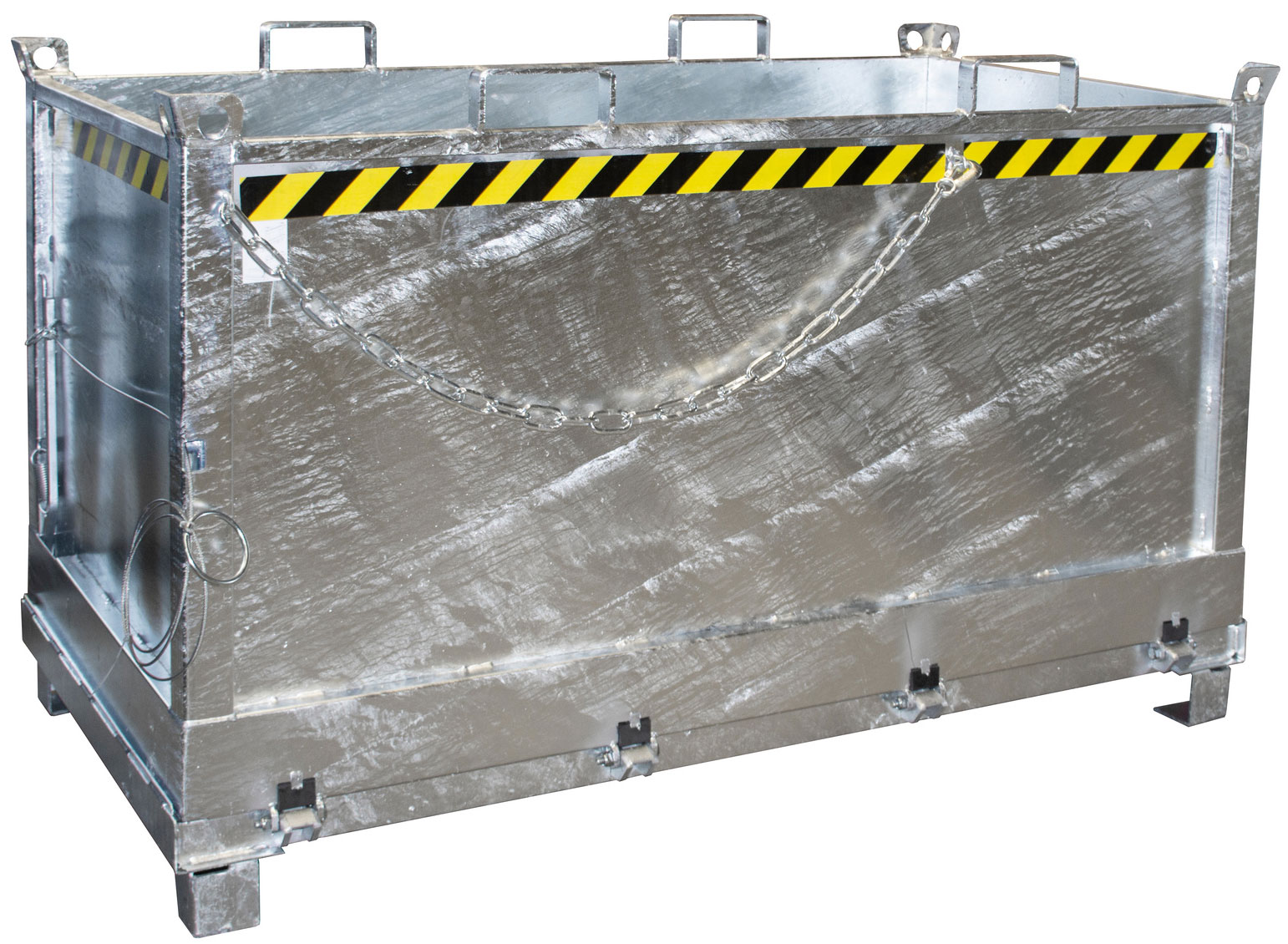 Bauer Klappbodenbehälter FB-1500 - verzinkt Transportbehälter 1500 Liter für Stapler - Container mit Klappboden Stahl verzinkt (BA-4417-37-6000-7) Bild-01