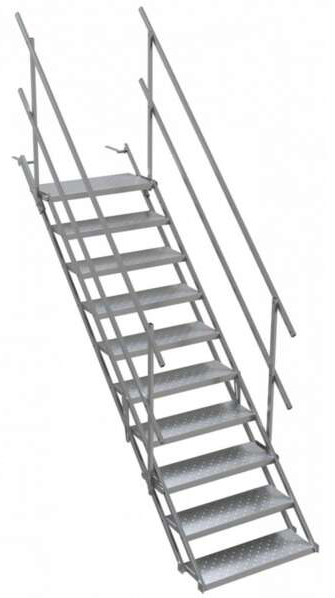 Schake Bautreppe - 700 mm breit - mit zwei Handläufen Stahltreppe - variable Neigung 30 bis 55° - verschiedene Ausführungen (SK-C-716004) Bild-01
