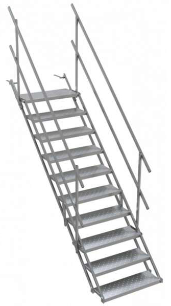 Schake Bautreppe - 700 mm breit - mit zwei Handläufen Stahltreppe - variable Neigung 30 bis 55° - verschiedene Ausführungen (SK-C-716004) Bild-02