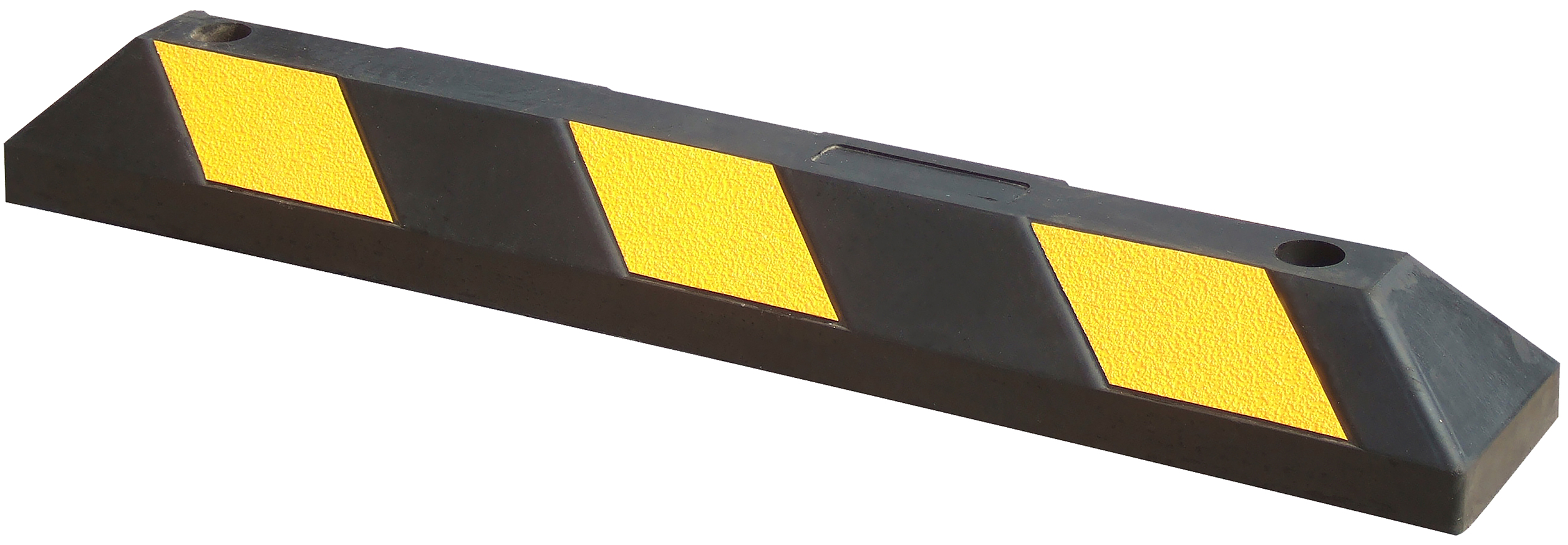 Schake Parkschwelle Kunststoff 0,90 m - schwarz mit gelben Reflektoren Leitschwelle  aus Recycling - 3 Löcher zum Aufschrauben - 6 gelbe Reflektorfolien (SK-3393-103) Bild-01