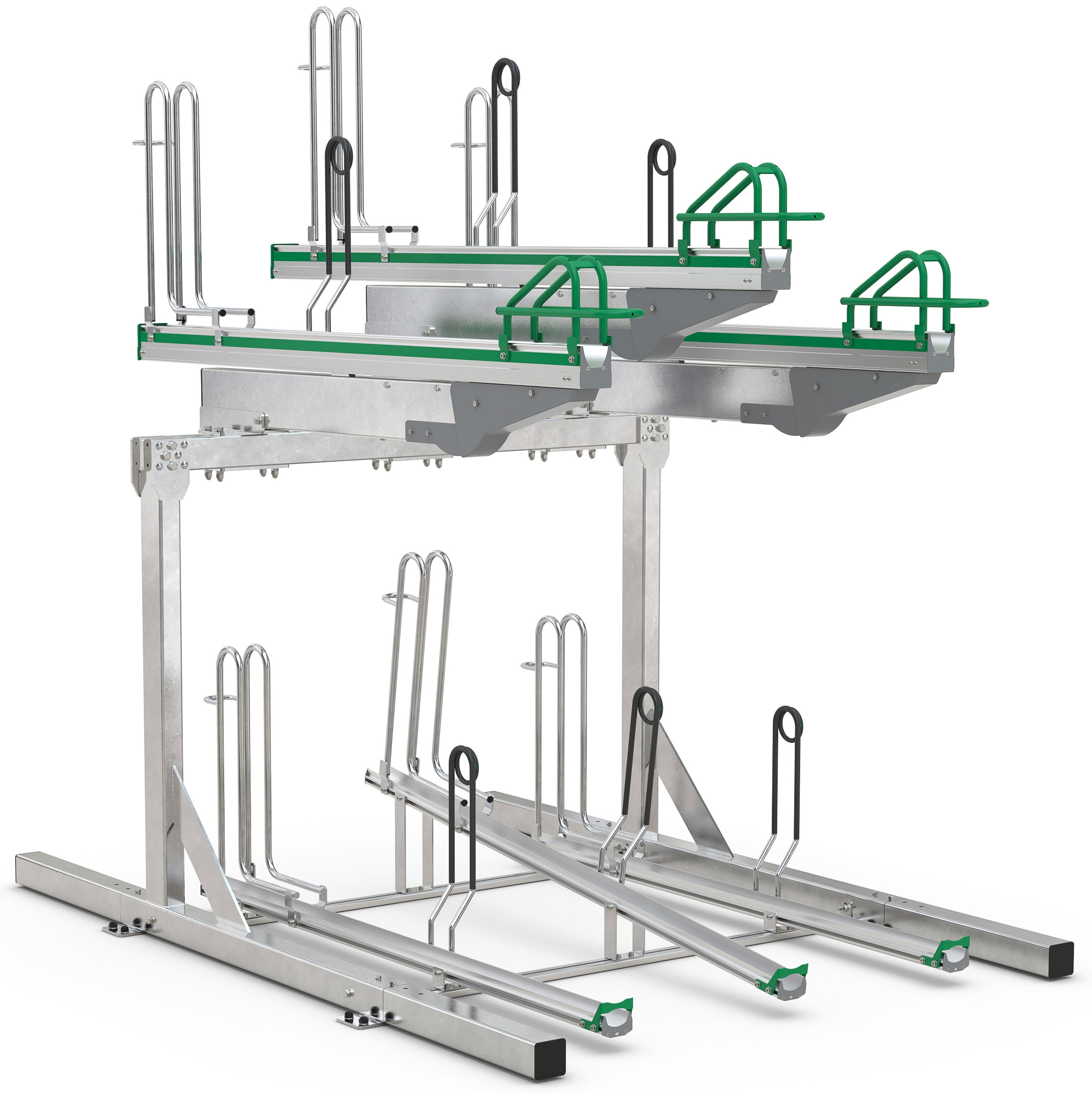 WSM Fahrradständer Doppelstockparker BikeHub Stahl - Premium 1|06 Doppelstockparksystem mit Hoch- und Tiefeinstellung einseitig befahrbar - Bügelparker Stahl verzinkt (WSM-105600054) Bild-01