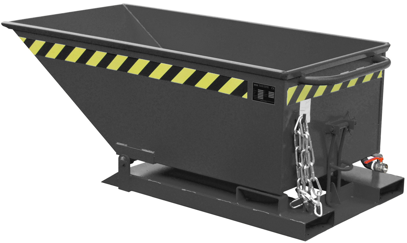 Bauer Muldenkipper SKN-250 - RAL 7021 Kippmulde 250 Liter für Stapler mit Ablasshahn - Schuttmulde schwarzgrau pulverbeschichtet (BA-4541-13-0000-16) Bild-01