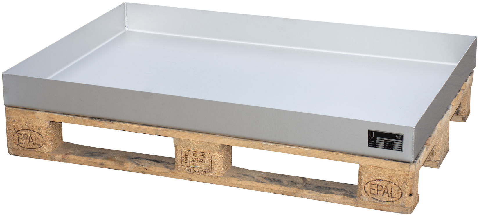 Bauer Kleingebindewanne Edelstahl KGW-P 4 V4A Auffangwanne ohne Lochblech max. 60 Liter Auffangvolumen - Gefahrstoffwanne Edelstahl V4A für Palette (BA-4473-77-0000-11) Bild-01