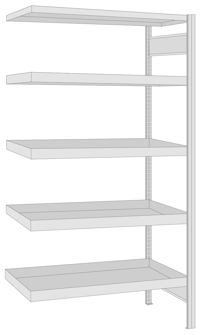 Regalwerk BERT Umweltregal Fachwanne Anbaufeld 2000 x 1005 x 600 mm Regal mit Tiefenriegel - Fachlast 150 kg - 4 Fachwannen (RW-B3-67513-60) Bild-01