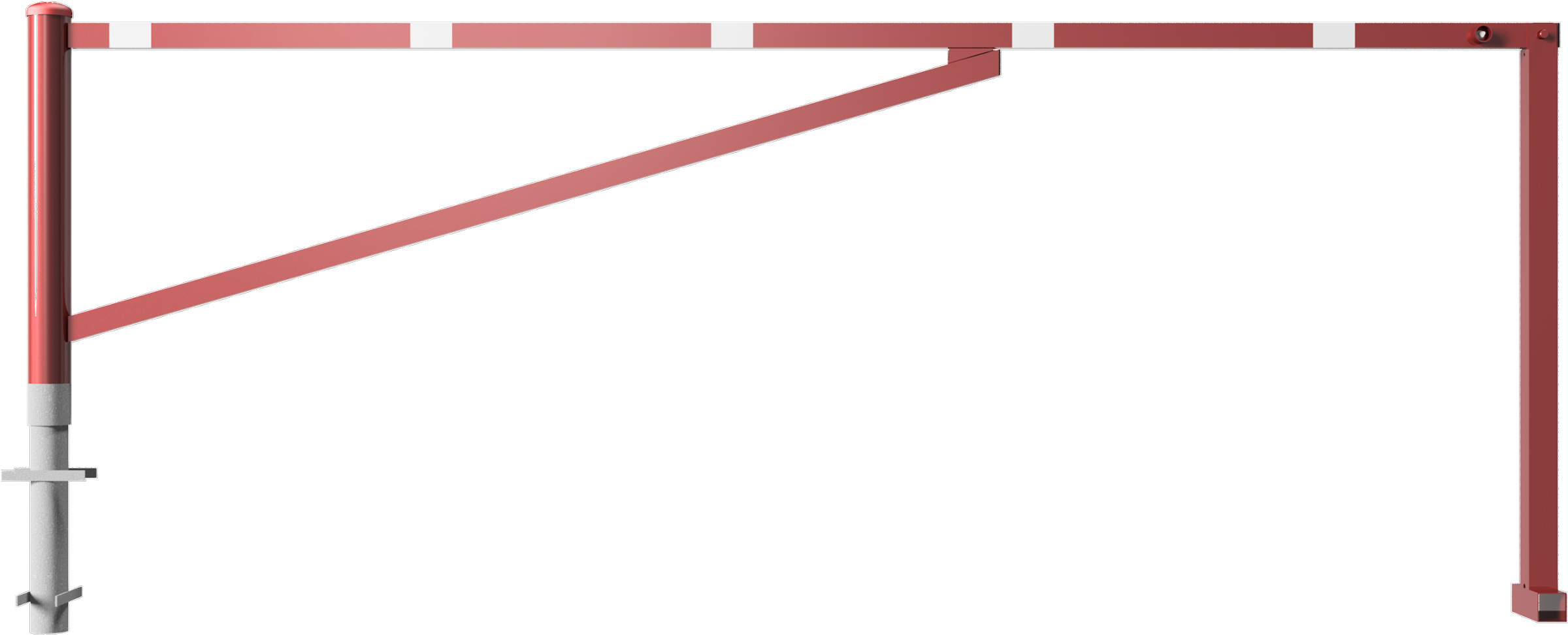 Schake Drehschranke mit 2 Auflagestützen - Schrankenbaum 60 x 40 mm OED rot | weiß - 3500 mm