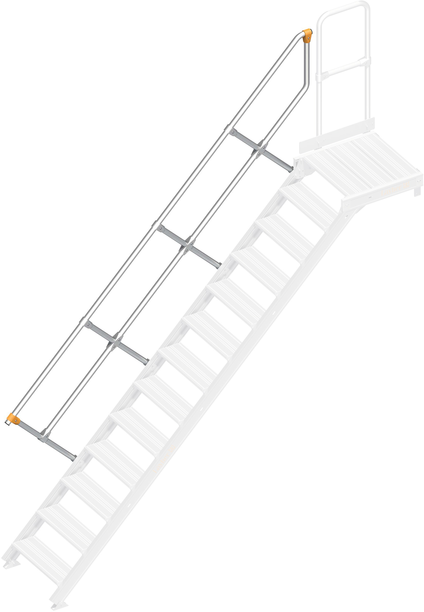 Layher Handlauf Plattformtreppe | Überstieg 45° 13 Stufen
