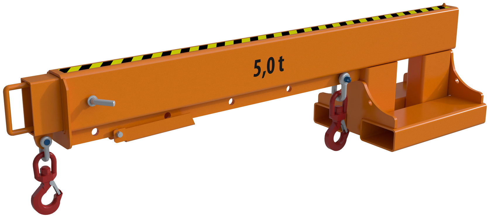 Bauer Kranarm KT-5.0 - RAL 2000 Kranausleger ausziehbar für Stapler - Lasttraverse gelborange pulverbeschichtet (BA-4430-04-0000-1) Bild-01